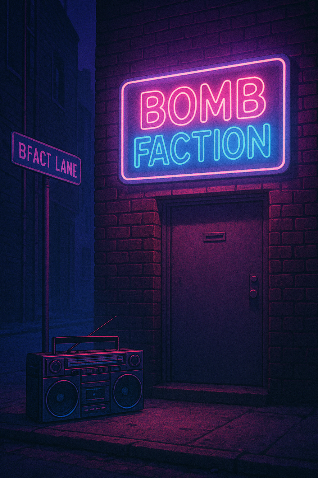 BombFactions Radio neon illustration